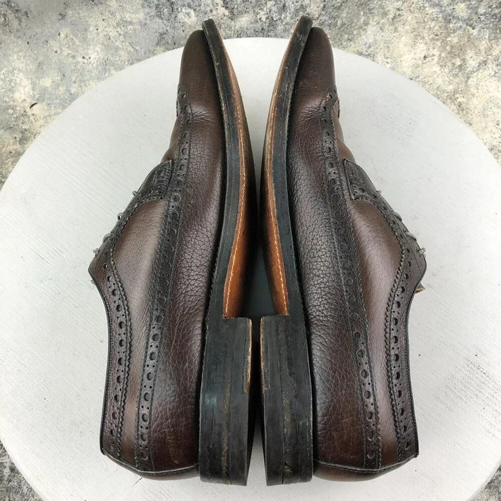 Nunn Bush VTG Men's Size 12 Brown Ankle Fashioned Custom Grade Wingtip Oxfords